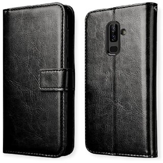                       Samsung Galaxy J8 /black/ flip /Vintage /premium lather cover with pocket cover                                              