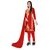 Sharda Creation Red Polycotton Embroidered Unstitched Dress