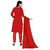 Sharda Creation Red Polycotton Embroidered Unstitched Dress
