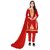 Sharda Creation Red Polycotton Embroidered Unstitched Dress