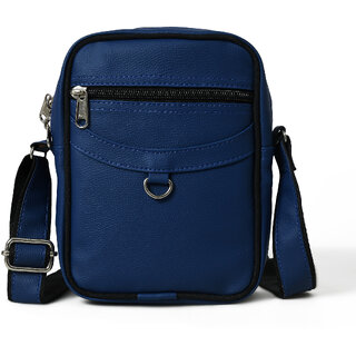                       MATRICE messenger bag with blue faux vegan leather(NE-S-0799-Blue)                                              