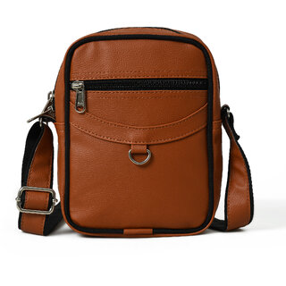                       MATRICE messenger bag with tan faux vegan leather(NE-S-0799-Tan)                                              