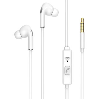 AXL AEP-15B Wired Earphones with MIC, Extra BASS, 3.5 mm Gold Plated Connecting Jack (White)