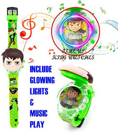Mettle ITC-DW-CAP-B10 Digital Dial Superhero BEN10 Cartoon Cap Cover with Music Play  Glowing Light Watch