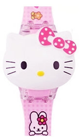 Mettle ITC-DW-CAP-HKitty Digital Dial Superhero Hello Kitty Cartoon Cap Cover with Music Play Glowing Light Watch