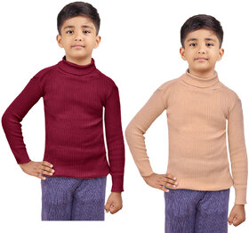 IndiWeaves Boys Wollen Warm High Neck Full Sleeves Skivvy for Winter (Pack of 2)