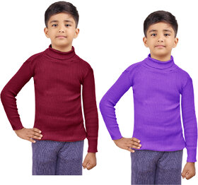 IndiWeaves Boys Wollen Warm High Neck Full Sleeves Skivvy for Winter (Pack of 2)