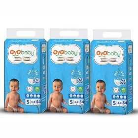 OYO BABY Diaper Premium Pants, Small size baby diapers Pants, Anti Rash diapers,12 Hours Protection (Pack of 3, Small)