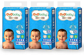 OYO BABY Diaper for Baby, Kids, New Born, 12 Hours Protection, 7 to 12 Kg (48 Units - Pack of 3, Animal Print, Medium)