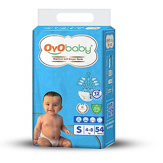 OYO BABY Diaper Premium Pants, Small size baby diapers Pants, Anti Rash diapers, 12 Hours Protection (Pack of 1, Small)