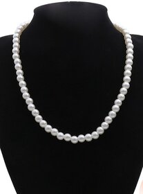 Homeberry Princess Off White Pearl Necklace Pearl Alloy Necklace