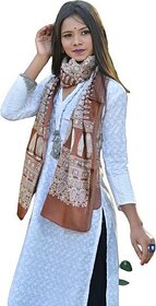 TAVAN Pure Silk Printed Brown Women Dupatta