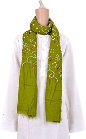 TAVAN Pure Cotton Embroidered Light Green Women Dupatta