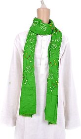 TAVAN Pure Cotton Embroidered Dark Green Women Dupatta