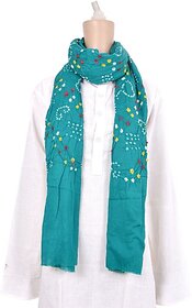 TAVAN Pure Cotton Embroidered Light Blue Women Dupatta