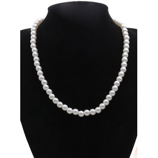                       Homeberry Princess Off White Pearl Necklace Pearl Alloy Necklace                                              