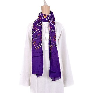                       TAVAN Pure Cotton Embroidered Purple Women Dupatta                                              