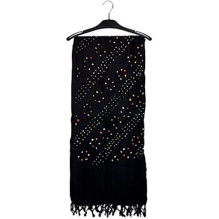                       TAVAN Pure Cotton Self Design Black Women Dupatta                                              