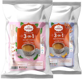 Namaste Chai 3 in 1 Instant Premix Tea Combo Pack of Adrak Chai  Kadak Chai Pack of 2  1kg Each