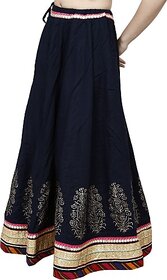 TAVAN Women Embroidered, Embellished, Self Design A-line Dark Blue Skirt