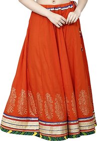 TAVAN Women Embroidered A-line Orange Skirt