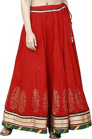 TAVAN Women Embroidered A-line Red Skirt