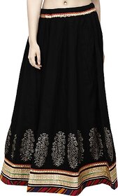 TAVAN Women Embroidered A-line Black Skirt