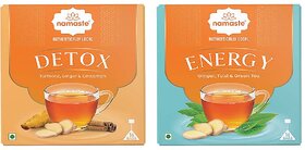 Namaste Chai Detox and Energy Herbal Green Tea Combo Pack 20 Sachets Herbal Tea Box (2 x 220 g)