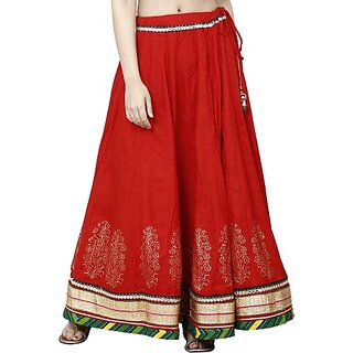                       TAVAN Women Embroidered A-line Red Skirt                                              