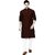 TAVAN Men Self Design Cotton Silk Straight Kurta (Brown)