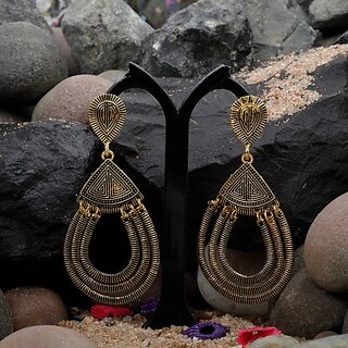 Silver Shine Trendy Golden Spring Circles Dangler Earrings Alloy Drops Danglers