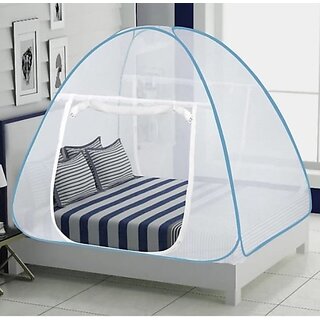                       Vigour Nylon Adults Washable ARS Polyester Adults King Size (Double Bed) Mosquito net Mosquito Net Blue Mosquito Net (Blue, White, Tent)                                              