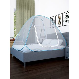                      Netmates Polyester Adults Washable Poly Cotton Double Bed/ King Size Bed Machardani Mosquito Net (White, Tent)                                              