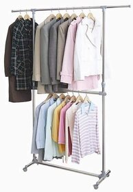 Houseware Essential Double Pole Telescopic Stainless Steel clad Clothes Rack for Display