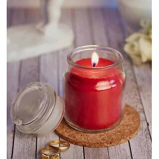                       Scent Valley - Apple Cinnamon Scented 3Oz Red Jar Candle                                              