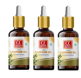 Alpha Essenticals Camphor Essential Oil, 100 Pure Aroma, Therapeutic Grade, Pack of 3, 15ml Each