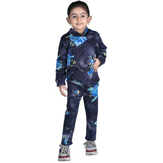                       Kid Kupboard Regular-Fit Girl's Cotton Hoddie and Track Pant Dark Blue, Full-Sleeves, Pack of 1                                              