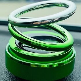 Homeberry Air Freshener Double Loop Rotary Suspension ABS chrome Green Air Conditioner Perfume Dashboard Air Freshener Car Ornament Solar Energy(Green)