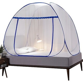                       Silver Shine statvera HDPE - High Density Poly Ethylene Adults Washable Polyester Adults Net King Size Double bed Mosquito Net Mosquito Net (Blue, Tent)                                              