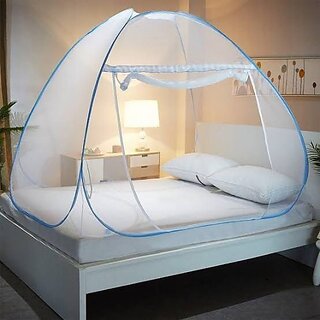                       Silver Shine LeoMates Polyester Adults Washable Poly Cotton Double Bed\\King Size Bed Machardani Mosquito Net (White, Tent)                                              