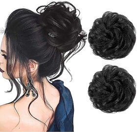 WONDER CHOICE 2 PCS Artificial Messy Hair Bun Maker Hair Accessories Extension Synthetic Hair Scrunchies Hair Bun