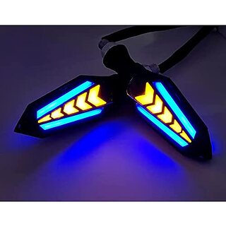 LED Running Light DRL Bike Turn Signal Indicator Lamp Universal for Motorbikes -(Pack of 2) (Yellow-Blue-Blue)