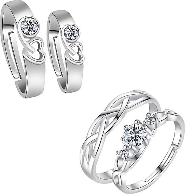 His and Her Emerald Cut Diamond Ring Set - Abhika Jewels