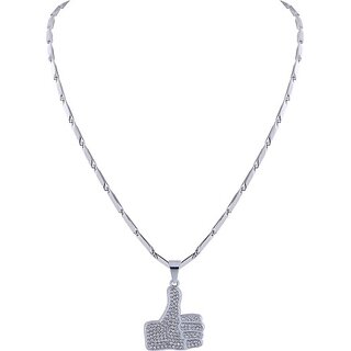                       SILVER SHINE SILVERSHINE SilverPlated Adorable Classic Chain with Thumps Up Diamond Studded Pendant For Men and boy Jewellery Alloy Chain                                              