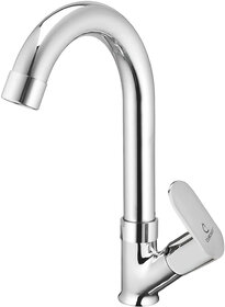 CUROVIT Opal Micro Brass Swan Neck in Chrome Finish with Wall Flange for Kitchen