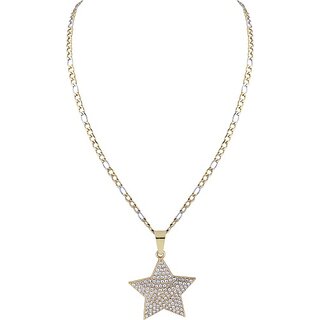                       SILVER SHINE SILVERSHINE SilverPlated Attractive Figaro Chain With Star pendant With Diamond Studded For Men and boy Jewellery Alloy Chain                                              