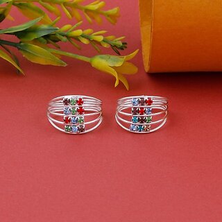 SILVER SHINE Stylish Leg Finger Ring Adjustable Multicolor Silver Plated Toe Ring Alloy Silver Plated Toe Ring