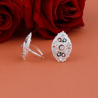 SILVER SHINE Adjustable Bichhiya Lovely Stylish Toe Ring Alloy Silver Plated Toe Ring Alloy Silver Plated Toe Ring Set