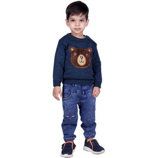 Kid Kupboard Cotton Full-Sleeves Sweatshirt for Baby Boys (Dark Blue)
