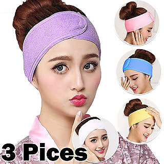 SWIPA Stretchable Soft Cotton Facial Hair Band Headband Makeup Head Band - Random Color (Pack of 3)